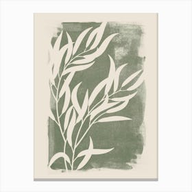 Sage Green Botanical, Boho Farmhouse Minimalist Olive Branch, Leaves Canvas Print
