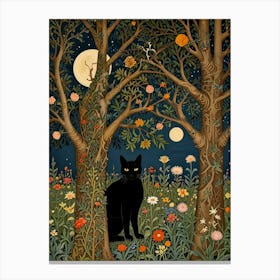 Cat In The Forest Style William Morris 3 Canvas Print