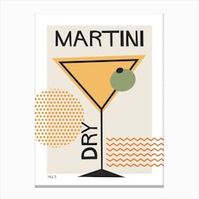 Dry Martini Retro Cocktail  Neutral Canvas Print