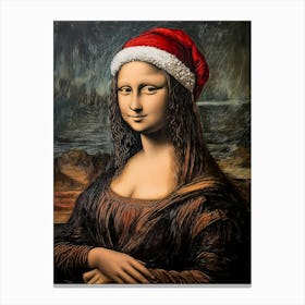 Mona Lisa In Santa Hat Canvas Print