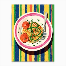 A Plate Of Leeks, Top View Food Illustration 4 Canvas Print