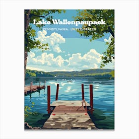 Lake Wallenpaupack Pennsylvania Summer Art Illustration Stampe su tela