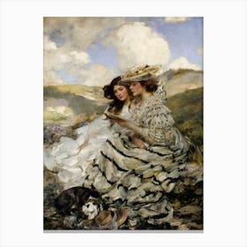 On the Dunes (Lady Shannon and Kitty) Canvas Print