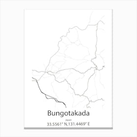 Bungotakada,Japan Minimalist Map Leinwandbild