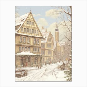 Vintage Winter Illustration Frankfurt Germany Canvas Print