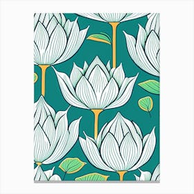 Lotus Flower Repeat Pattern Minimal Line Drawing 4 Canvas Print