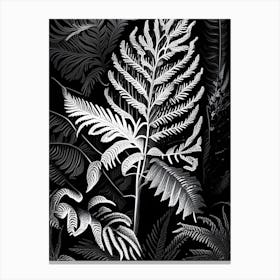 Christmas Fern Wildflower Linocut 2 Canvas Print