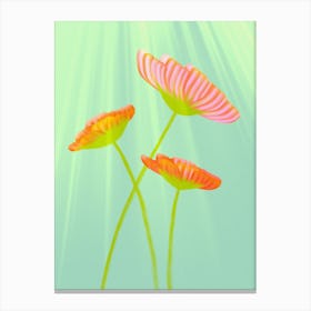 Sunlit Trio - Modern Radiant Orange Flowers Canvas Print