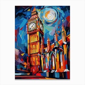 Big Ben Tower London I, Vibrant Abstract Modern Style Painting Canvas Print