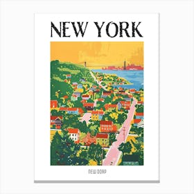 New Dorp New York Colourful Silkscreen Illustration 1 Poster Canvas Print