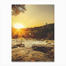 Sunset Over A River Canvas Print