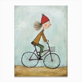 A child riding a bicycle wall art poster Canvas Print