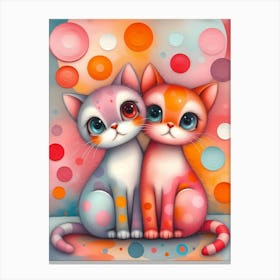 The Tale of Whiskers and Paws: A Colorful Friendship Canvas Print