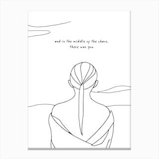 And In The Middle Of The Chaos, There Was You Line Art 2 Canvas Print