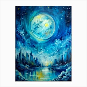 Moon Over The City Canvas Print