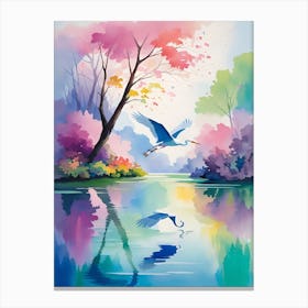 Herons In The Water Canvas Print