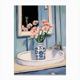 Bathroom Vanity Painting With A Pansy Bouquet 1 Canvas Print