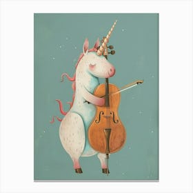 Pastel Unicorn Storybook Style Cello 1 Canvas Print
