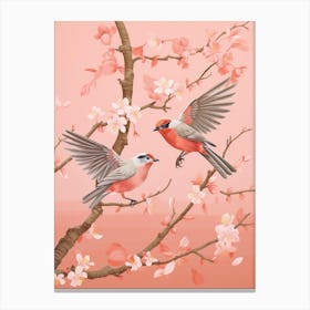 Vintage Japanese Inspired Bird Print Finch 1 Canvas Print