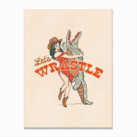 Let's Wrastle Gator Cowgirl Canvas Print