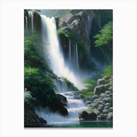 Shifen Waterfall, Taiwan Peaceful Oil Art  (2) Canvas Print