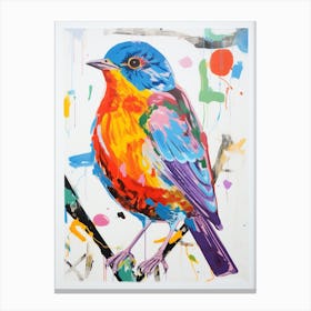 Colourful Bird Painting Robin 5 Canvas Print