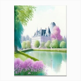 Château De Chenonceau Gardens, 2, France Pastel Watercolour Canvas Print