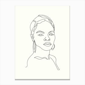 Portrait Of A Woman Hand Drawing Line Art 21 Canvas Print