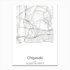 Chigasaki,Japan Minimalist Map Stampe su tela