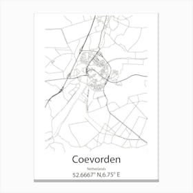 Coevorden,Netherlands Minimalist Map Canvas Print