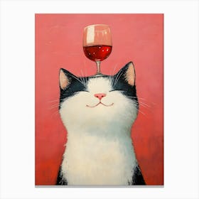 Cat Balances Wine 5 Canvas Print