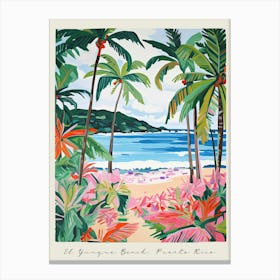 Poster Of El Yunque Beach, Puerto Rico, Matisse And Rousseau Style 3 Canvas Print
