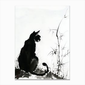 Cat Sitting In The Grass Canvas Print