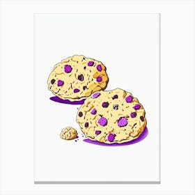 Oatmeal Raisin Cookies Dessert Minimal Line Drawing Flower Canvas Print