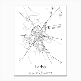 Larisa,Greece Minimalist Map Canvas Print