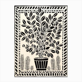 B&W Plant Illustration Zz Plant 6 Canvas Print