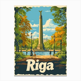 Aihrgdesign A Retro Travel Poster For Riga 1 Canvas Print