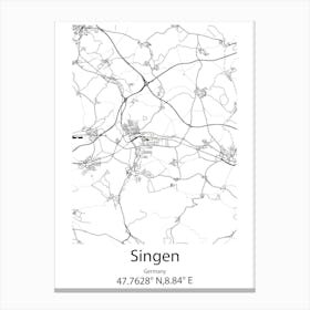 Singen,Germany Minimalist Map Canvas Print