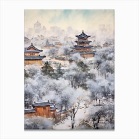 Winter City Park Painting Jingshan Park Beijing China 2 Canvas Print