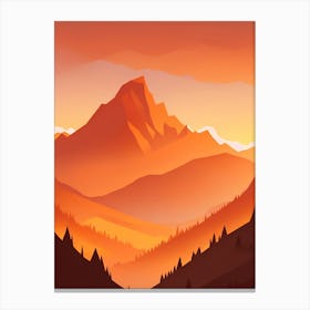 Misty Mountains Vertical Composition In Orange Tone 151 Canvas Print