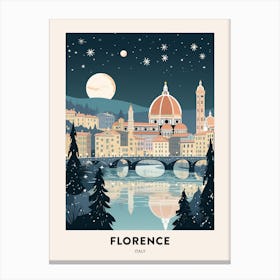 Winter Night  Travel Poster Florence Italy 4 Canvas Print
