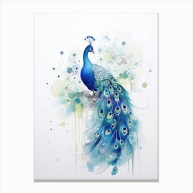 Peacock Watercolor Painting 1 Canvas Print