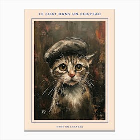 Kitsch Cat In A Beret 4 Poster Canvas Print