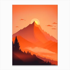 Misty Mountains Vertical Composition In Orange Tone 67 Canvas Print