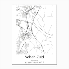 Velsen Zuid,Netherlands Minimalist Map Canvas Print