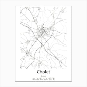 Cholet,France Minimalist Map Canvas Print