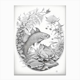 Karashigoi Koi 1, Fish Haeckel Style Illustastration Canvas Print