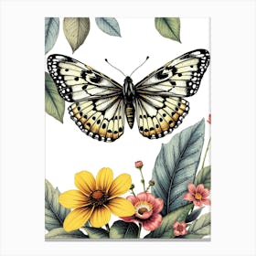 Butterfly And Flowers 3 Canvas Print