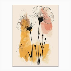 Poppies Boho Minimalist Style 4 Canvas Print