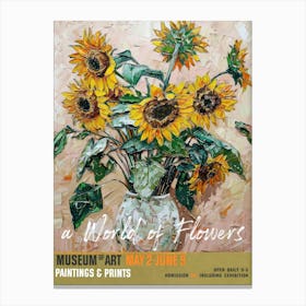 A World Of Flowers, Van Gogh Exhibition Sunflowers 6 Canvas Print